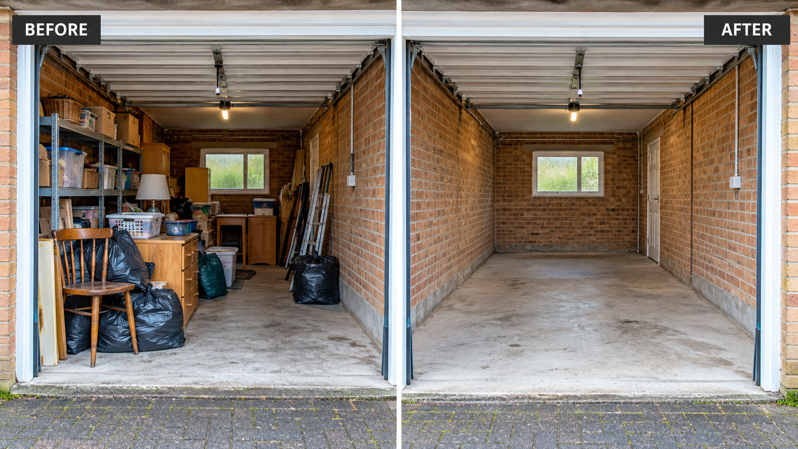 Before and after garage clearance in Hounslow and West London