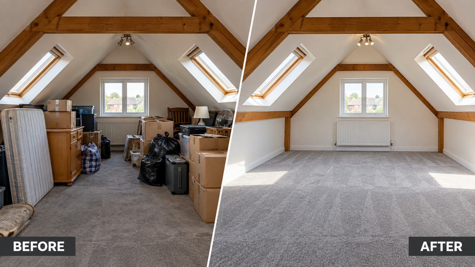 Before and after loft clearance in Slough